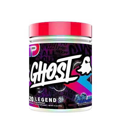 GHOST Legend All Out Pre-Workout Vegan - Blue Raspberry (20 Servings) 14.1 fl. Oz