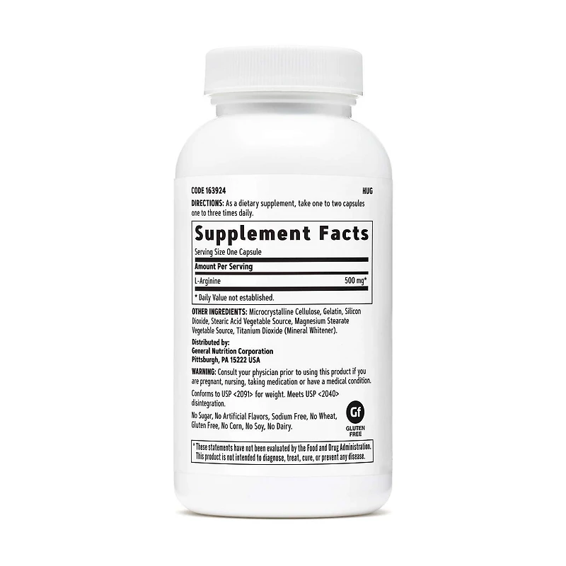 L-Arginine 500mg - 90 Capsules (90 Servings)