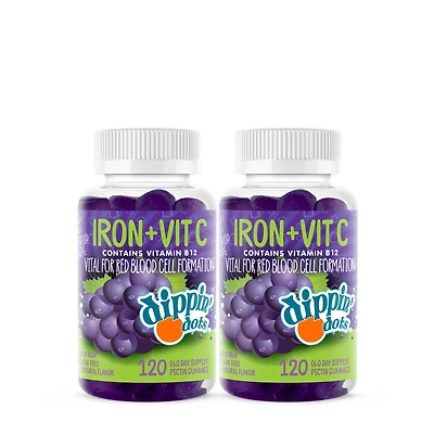 Dippin' Dots Iron + Vitamin C Gummies - Grape Twin Pack (60 Servings Each)