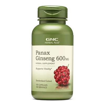 GNC Herbal Plus Panax Ginseng 600Mg - 100 Capsules (100 Servings)