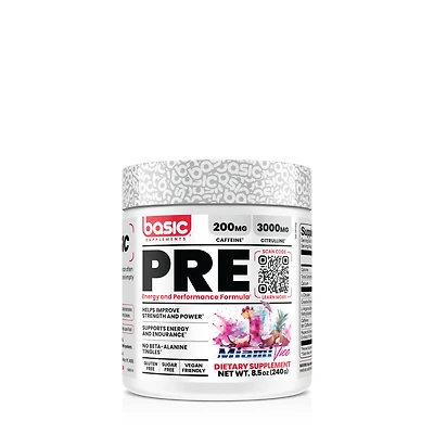 Basic Supplements Pre-Workout Vegan - Miami Vice (30 Servings)