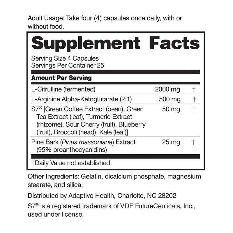 Nitric Oxide Booster - 100 Capsules (25 Servings)