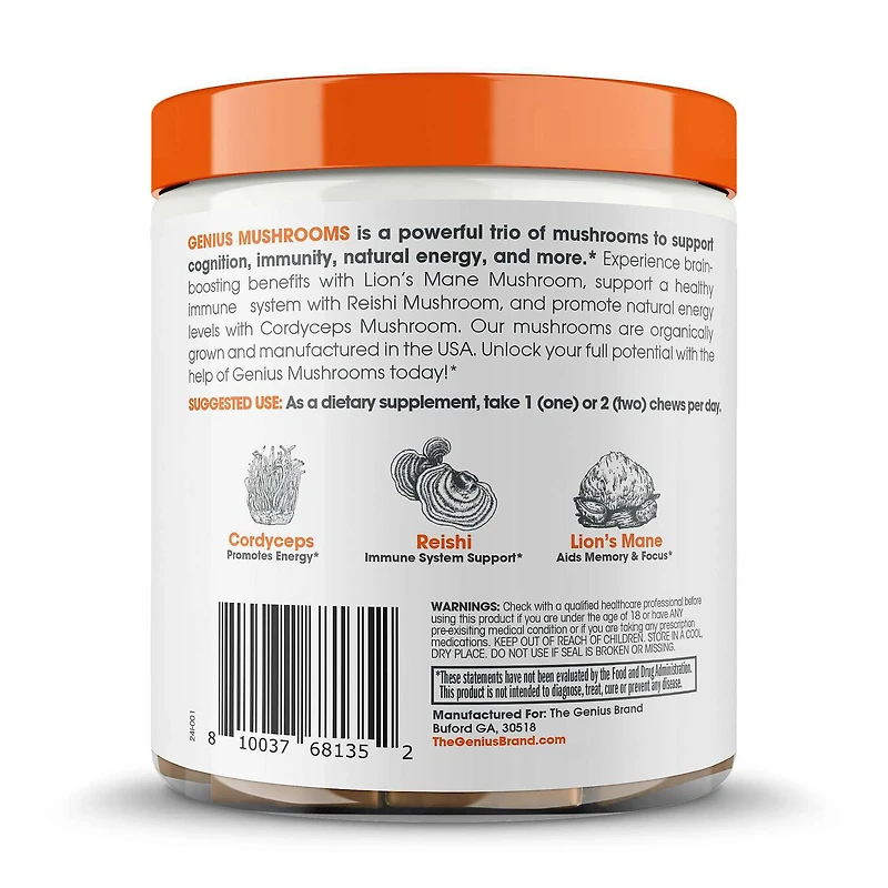 Genius Mushroom Chews - Butter Toffee - 60 Chews (60 Servings)