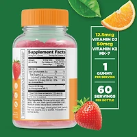 Vitamin D3 + K2 Kids Gummies - Strawberry - 60 Gummies (60 Servings)