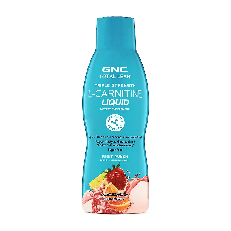 GNC Total Lean Triple Strength L-Carnitine Liquid Vitamin B - Fruit Punch (30 Servings) 16 fl. Oz