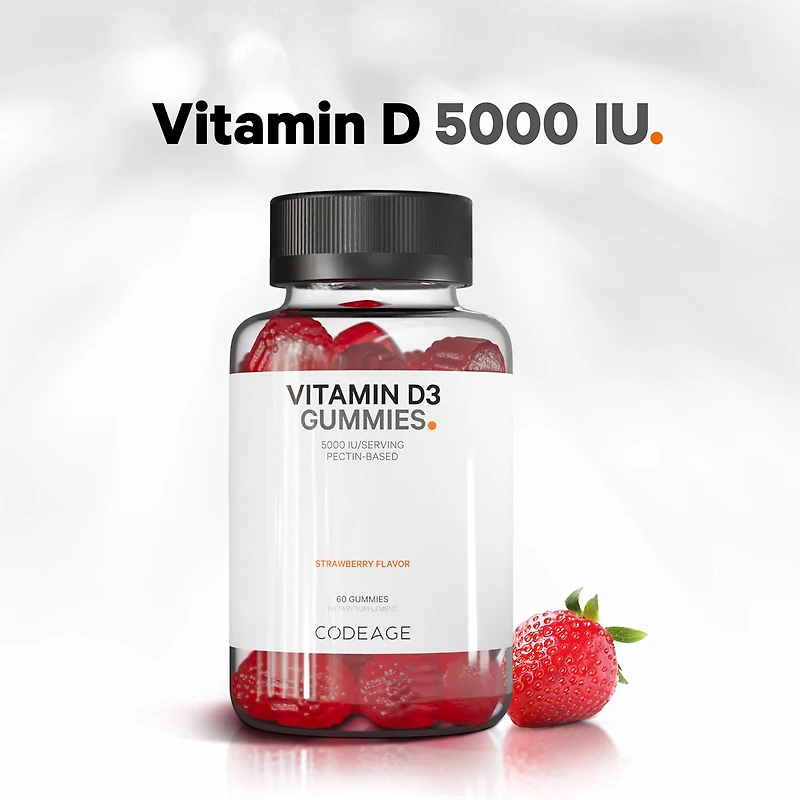 Vitamin D3 5000 IU - Strawberry - 60 Gummies (30 Servings)