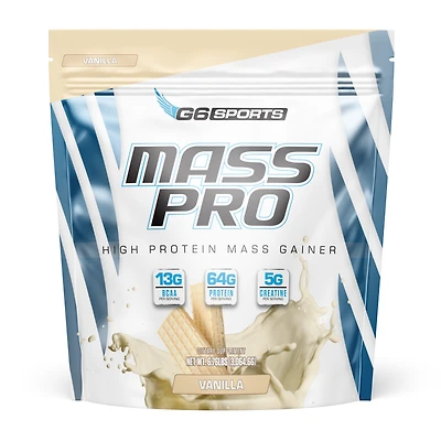 G6 Sports Mass Pro High Protein Gainer- Vanilla (14 Servings) - 6.76 lbs.