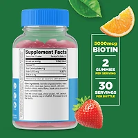 Sugar Free Biotin 5000 mcg - 60 Gummies (30 Servings)