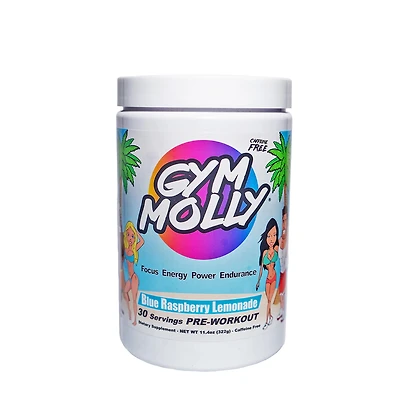 Gym Molly Caffeine Free Pre-Workout Vegan - Blue Raspberry Lemonade (30 Servings)