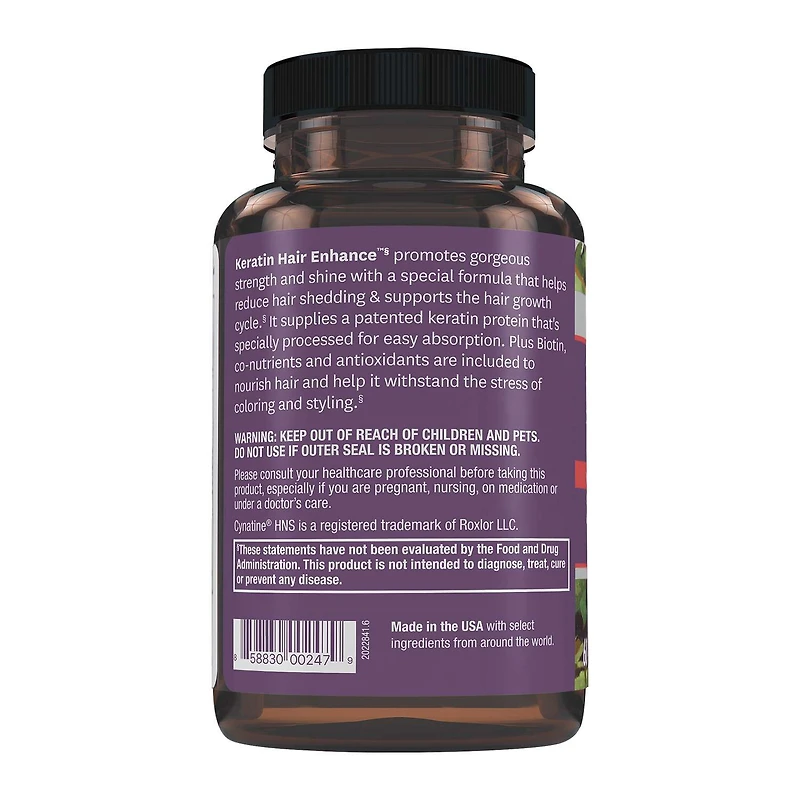 Keratin Hair Enhance™ with Biotin and Resveratrol - 60 Capsules (30 Servings)