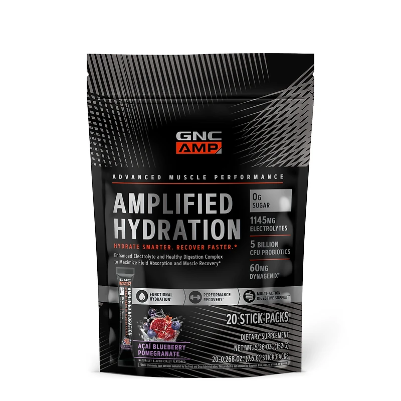 GNC AMP Amplified Hydration Healthy - Acai Blueberry Pomegranate (20 Stick Packs)