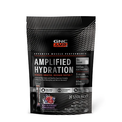 GNC AMP Amplified Hydration Healthy - Acai Blueberry Pomegranate (20 Stick Packs)