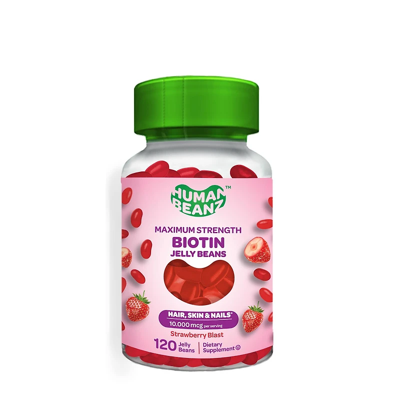 Human Beanz Maximum Strength Biotin Jelly Beans - Strawberry Blast 120 (30 Servings)