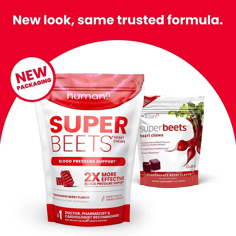 SuperBeets® Heart Chews - Pomegranate Berry - 60 Chews (30 Servings)