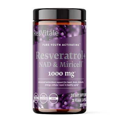 ResVitále Resveratrol Plus 1000Mg Healthy - 30 Veggie Capsules (30 Servings)