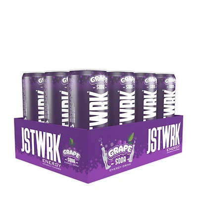 Jst Wrk Energy Drink - Grape Soda 12 Fl Oz (12 Cans)