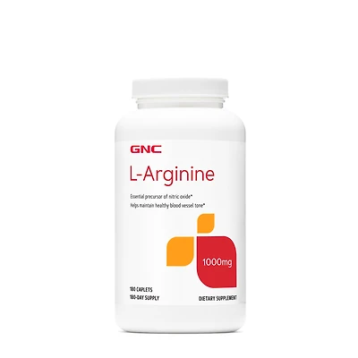 GNC L-Arginine 1000Mg Healthy - 180 Caplets (180 Servings)
