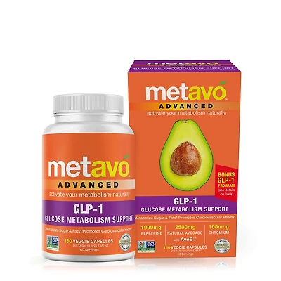 Metavo Advanced Glp-1 Glucose Metabolism Support Healthy - 180 Veggie Capsules (60 Servings)
