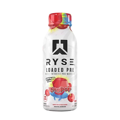 RYSE Loaded Pre-Workout Rtd - Cherry Ring Pop 12 Fl Oz (12 Bottles)