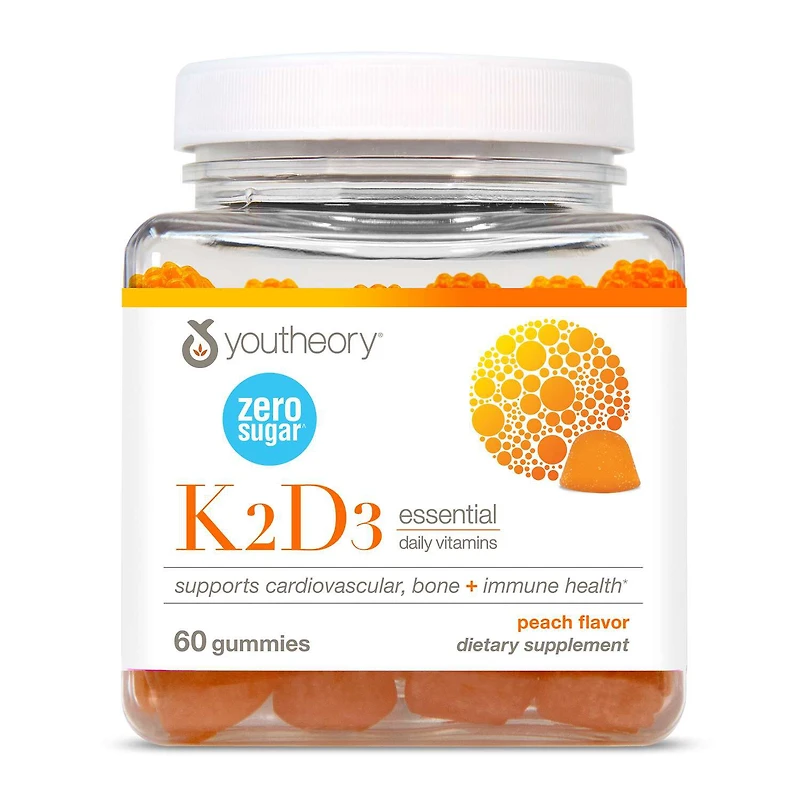 K2D3 Essential Daily Vitamins - Peach -60 Gummies (60 Servings)