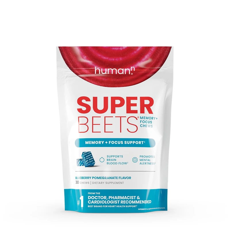 HumanN Memory + Focus Vegan - Blueberry Pomegranate 30 Chews (30 Servings)