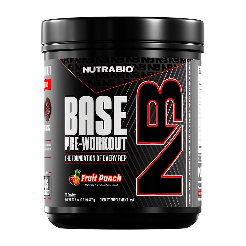 NutraBio Base Pre-Workout - Fruit Punch (30 Servings)