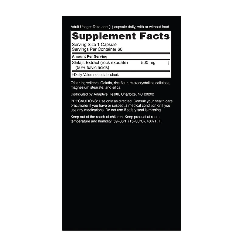 Shilajit 500mg - 60 Capsules (60 Servings)