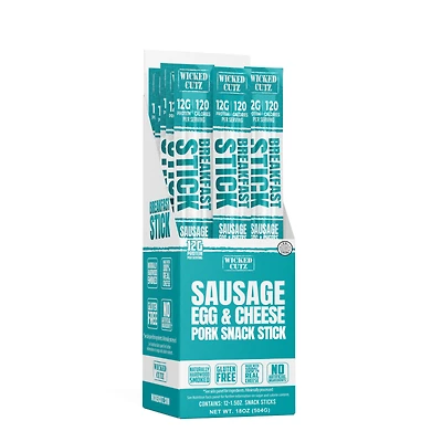 Wicked Cutz Breakfast Sticks - Sausage Egg & Cheese (12 Sticks)