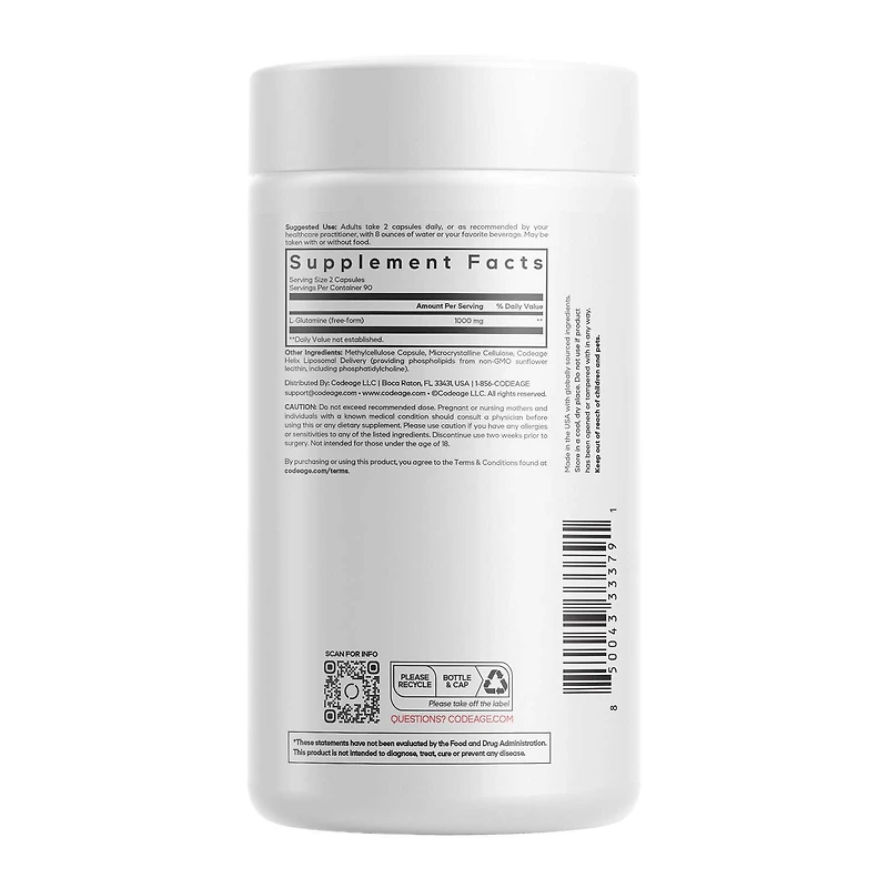 Liposomal L-Glutamine+ - 180 Capsules (90 Servings)
