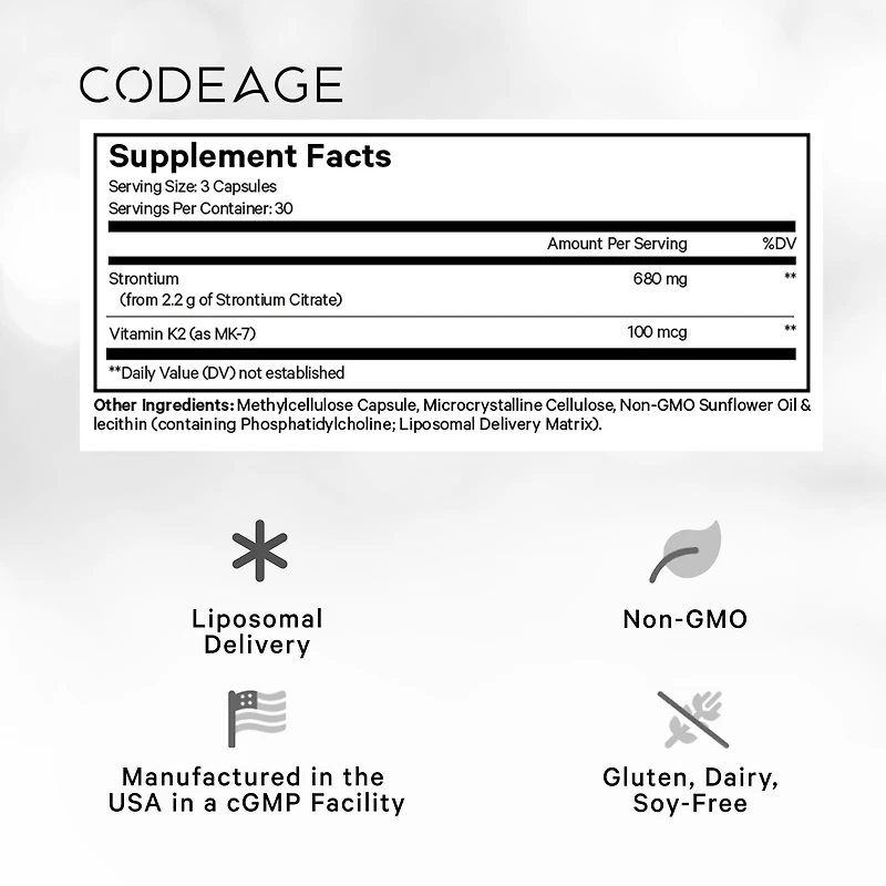 Liposomal Strontium - 90 Vegetable Capsules (30 Servings)