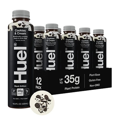 Huel Black Edition Rtd High-Protein Meal - Cookies & Cream 16.9 Fl Oz (12 Bottles)