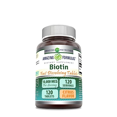 Amazing Nutrition Biotin 10000Mcg - Citrus 120 Tablets (120 Servings)