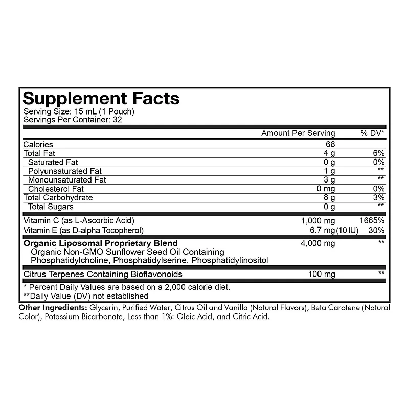 Liposomal Vitamin C Sachet - Citrus Vanilla - 32 Pouches (32 Servings)