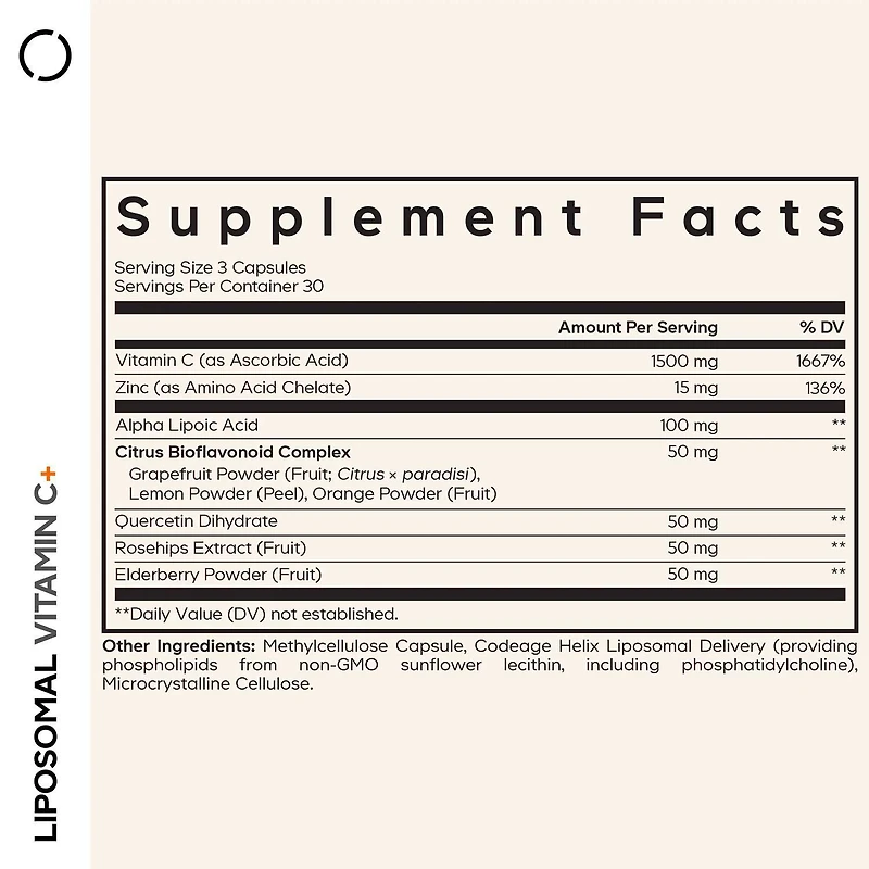 Liposomal Vitamin C+ - 90 Capsules (30 Servings)