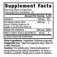R-Alpha Lipoic Acid+ 600mg - 30 Capsules (15 Servings)