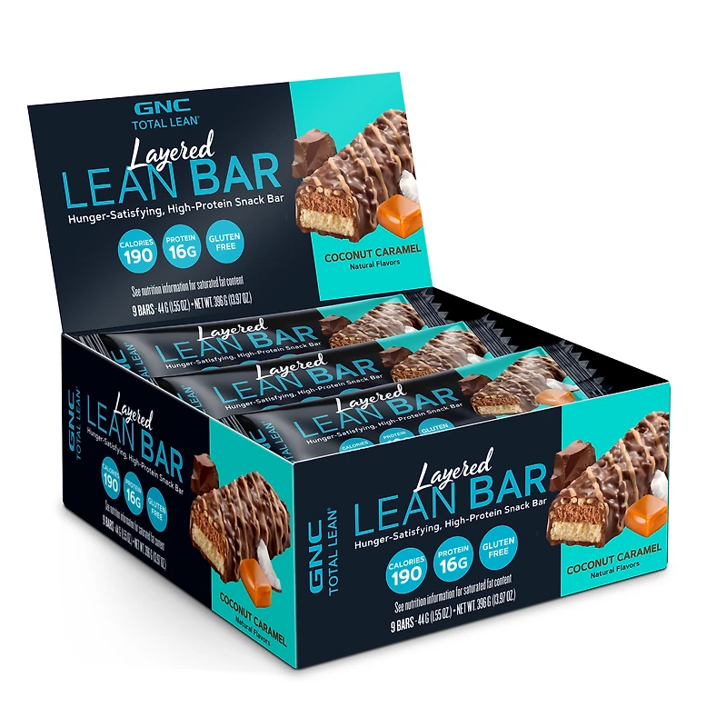 GNC Total Lean Layered Bar Gluten-Free - Coconut Caramel (9 Bars)