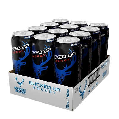 Bucked Up Energy Drink - Breezy Blast 16Oz. (12 Cans) Zero Sugar