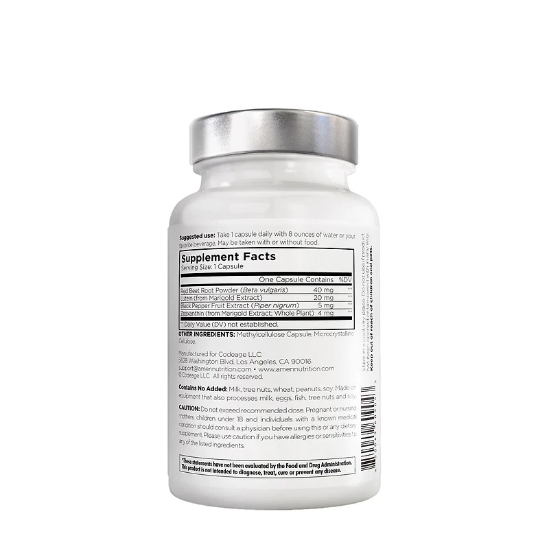 AMEN Eyes Lutein Zeaxanthin and Black Pepper - 90 Capsules (90 Servings)