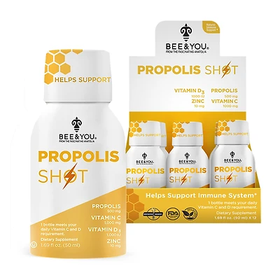 Bee and You Immune Support Propolis Shot Vitamin C - 1.69 Oz. (12 Bottles)