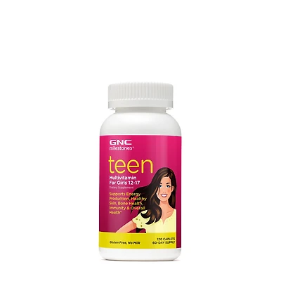 GNC Milestones Teen Healthy - Multivitamin for Girls 12-17 120 Caplets (60 Servings)