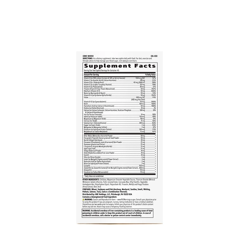 Multivitamin Diabetic Support - 90 Caplets (45 Servings)