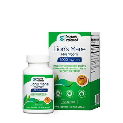 Doctors' Preferred Lion's Mane Mushroom 1000Mg Vegan - 60 Capsules (30 Servings)