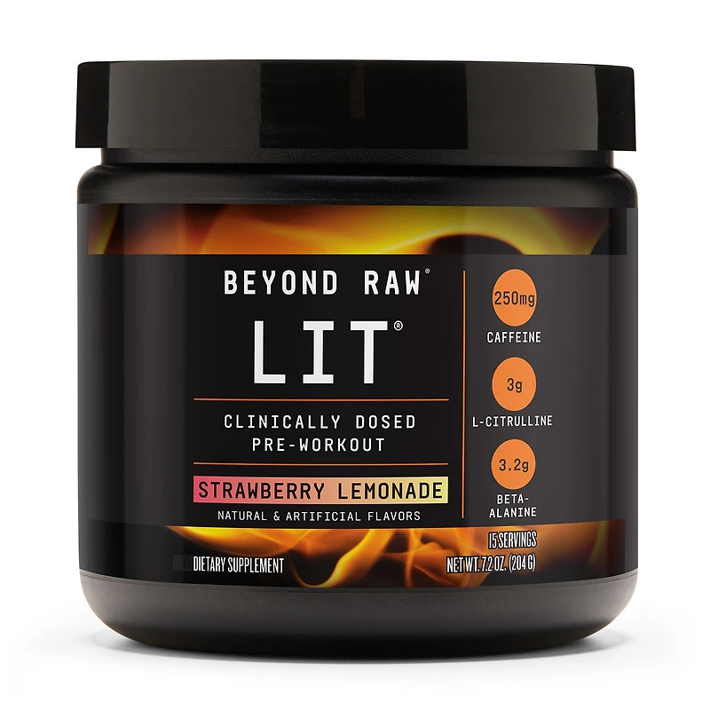Beyond Raw Lit Pre-Workout Gluten-Free - Strawberry Lemonade (15 Servings)