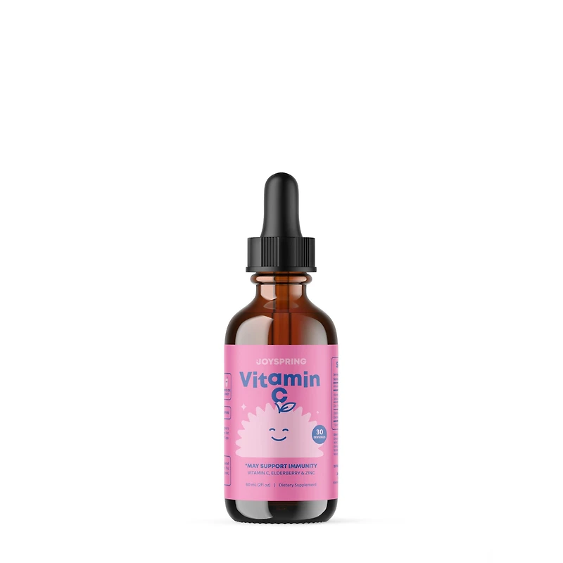 JoySpring Vitamin C for Adults & Kids with Elderberry and Zinc - 60 Ml (30 Servings)