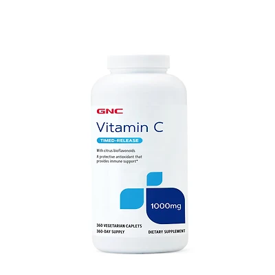 GNC Vitamin C Timed-Release 1000Mg Healthy - 360 Vegetarian Caplets (360 Servings)