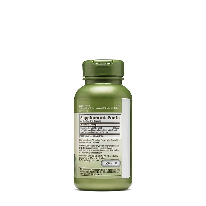 Ginkgo Biloba 120mg - 100 Capsules (100 Servings)