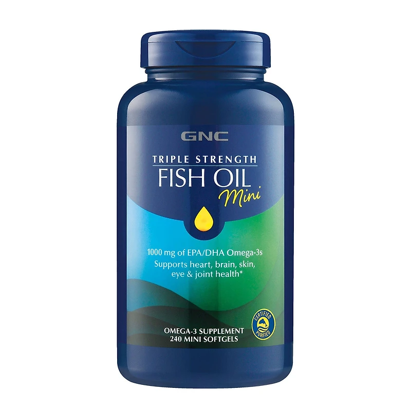 GNC Triple Strength Fish Oil Mini - 240 Softgels (120 Servings)