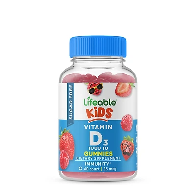 Lifeable Sugar Free Kids Vitamin D3 1000Iu - 60 Gummies (60 Servings)