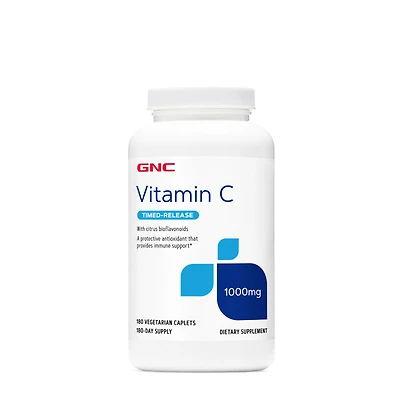GNC Vitamin C Timed-Release 1000 Mg Healthy - 180 Vegetarian Caplets (180 Servings)