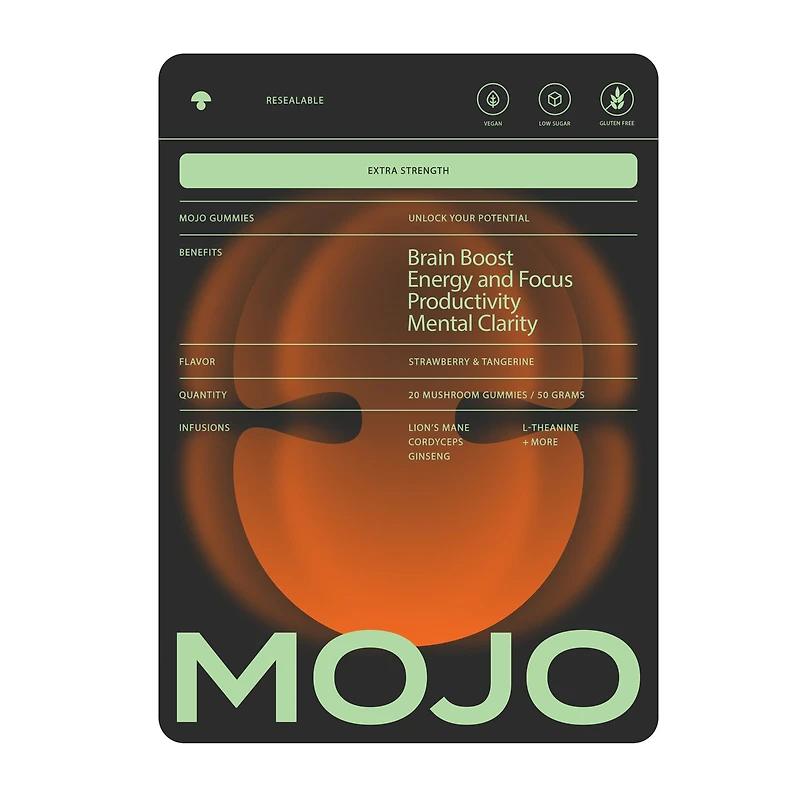 Mojo Extra Strength Gummies Vegan - Strawberry & Tangerine, 20 (20 Servings)